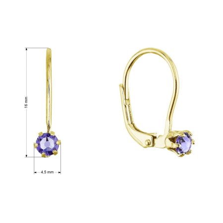 Pozlacené visací náušnice s Preciosa krystalem 31322.3 tanzanite