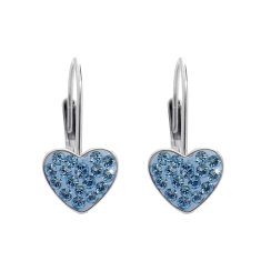 Strieborné náušnice so Swarovski Elements srdce Aqua