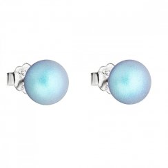 Stříbrné náušnice pecka se světle modrou matnou perlou 31142.3 Light Blue