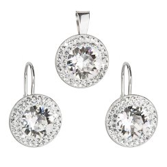 Sada šperkov s kryštálmi Swarovski náušnice a prívesok biele okrúhle 39107.1 Kryštál
