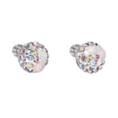 Strieborné náušnice pecka s kryštálmi Swarovski ružové okrúhle 31336.3 Magic Rose