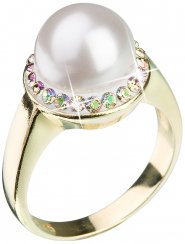 Prsten zlatý se Swarovski Elements perla 35021.6 Luminous Green