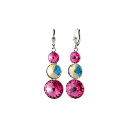 Náušnice ružové Rivoli so Swarovski Elements s tromi kameňmi Rose