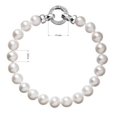 Perlový náramok z pravých riečnych perál biely 23030.1