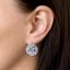 Strieborné náušnice visiace s kryštálmi Swarovski fialové okrúhle 31161.3 Violet