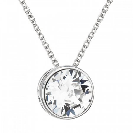 Strieborný náhrdelník s kryštálom Swarovski biely okrúhly 32069.1 Krystal