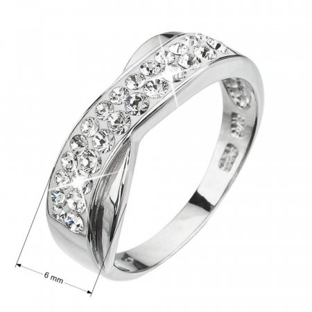 Stříbrný prsten s křišťály Preciosa bílý 35041.1