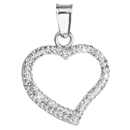 Strieborný prívesok s kryštálmi Swarovski biele srdce 34093.1 Kryštál