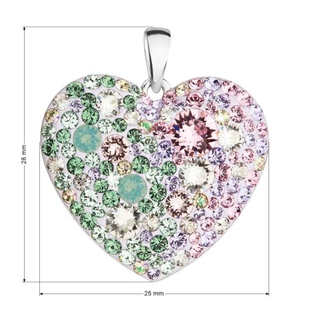 Stříbrný přívěsek s krystaly Swarovski mix barev srdce 34243.3 Sakura