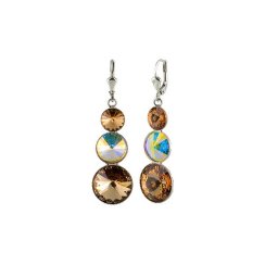 Náušnice Rivoli so Swarovski Elements s tromi kameňmi Light Topaz