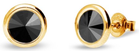 Náušnice čierne strieborné pozlátené sa Swarovski Elements Tiny Bonbon Studs KRG1122SS29J Jet 6 mm