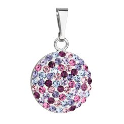 Strieborný prívesok s kryštálmi Swarovski mix fialové okrúhly 34225.3 Mix