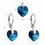 Sada šperků s krystaly Swarovski náušnice a přívěsek modrá srdce 39003.5 Bermuda Blue