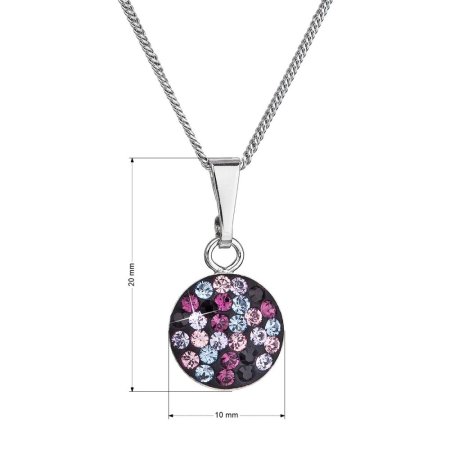 Strieborný náhrdelník so Swarovski kryštálmi okrúhly fialový 32086.3 Magic violet