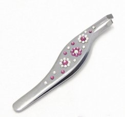 Pinzeta se Swarovski Elements kytka růžová