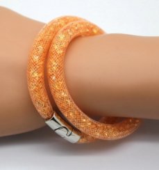 Náramek oranžový Stardust s křišťály dvojitý