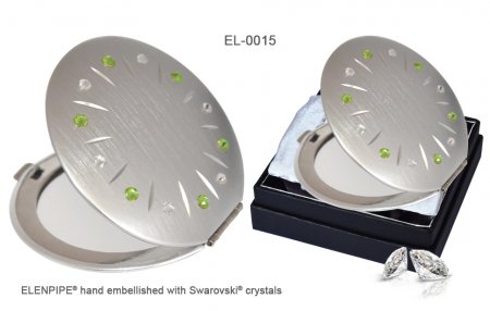 Kozmetické vreckové zrkadlo sa Swarovski Elements peridot EL-0015 zelené