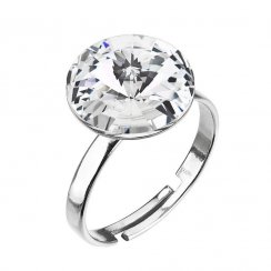 Strieborný prsteň s krištáľom Preciosa biely okrúhly 35018.1 Krystal