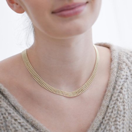 Elegantní náhrdelník pozlacený kuličkový 72104