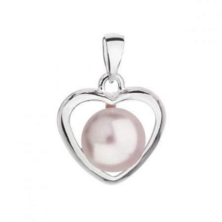 Strieborný prívesok s ružovou perlou srdca 34246.3 Rosaline