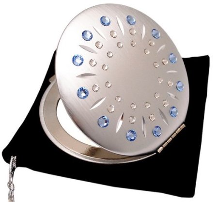 Kosmetické kapesní zrcátko se Swarovski Elements sun modré  EL-01.21 Light Sapphire