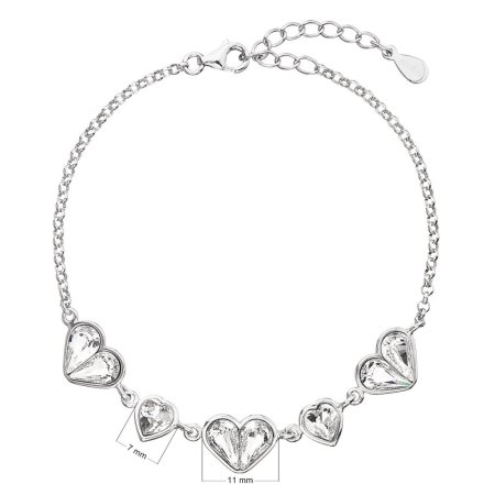 Strieborný náramok so Swarovski kryštálmi biele srdce 33109.1 Krystal