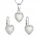 Sada šperků se syntetickým opálem a křišťály Preciosa náušnice a přívěšek bílé srdce 39161.1 White s. Opal