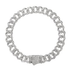 Strieborný kubánsky náramok TESS 13M00005 moissanite