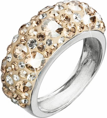 Stříbrný prsten s krystaly Swarovski zlatý 35031.5 Gold