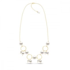 Stříbrný pozlacený náhrdelník bílý perlový Satellite NFG5810W White Pearl