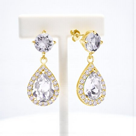 Stříbrné náušnice visací s krystaly Swarovski Elements Briselle KCPG4320CC Krystal