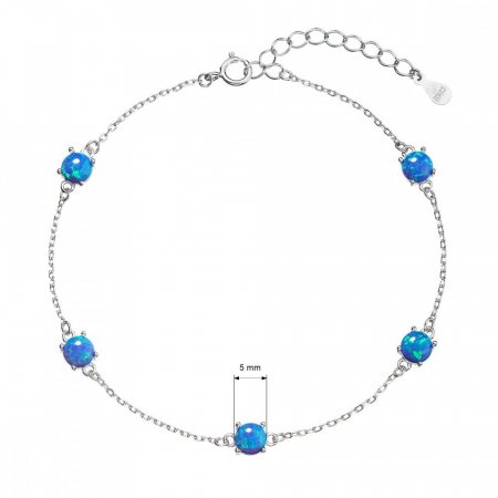 Strieborný náramok so syntetickými opálmi modrý okrúhly 13029.3 blue