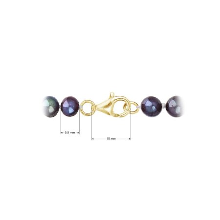 Perlový náramek z říčních perel se zapínáním ze 14 karátového zlata 923001.3/9260 dk.peacock