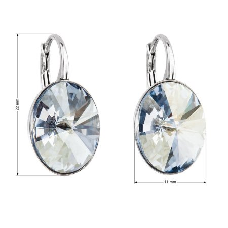 Strieborné náušnice visiace s kryštálmi Swarovski modrý ovál 31275.5 Blue Shade