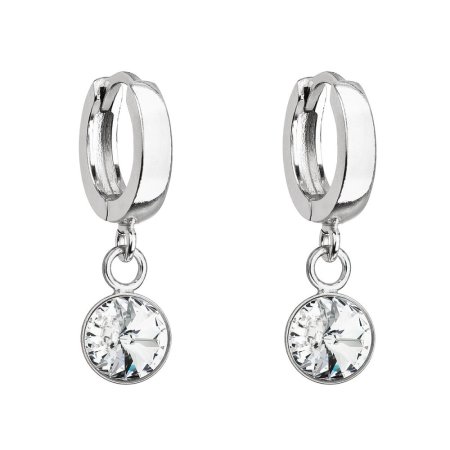 Strieborné visiace náušnice krúžky so Swarovski kryštálom 31300.1 Krystal