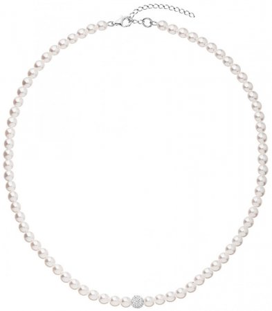 Perlový náhrdelník bílý s křišťály Preciosa 32063.1