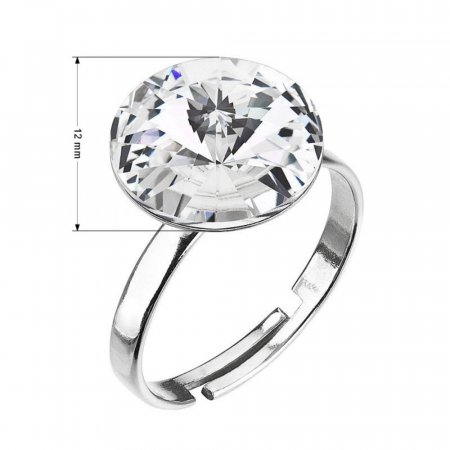 Strieborný prsteň s krištáľom Preciosa biely okrúhly 35018.1 Krystal