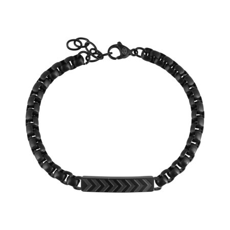 Náramek pánský z černé oceli s ozdobnou destičkou 43049.3 černý