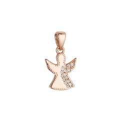Pozlátený ružový prívesok anjel so zirkónmi 14049.1