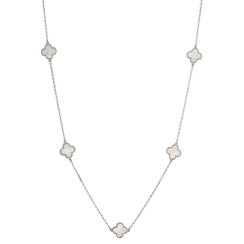 Stříbrný náhrdelník čtyřlístky s perletí 12150.1