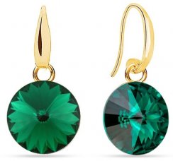Náušnice so Swarovski Elements Candy gold KWG112212EM Emerald