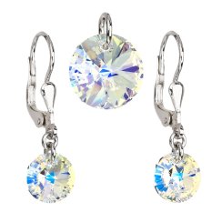 Sada šperkov s kryštálmi Swarovski náušnice a prívesok AB efekt okrúhle 39090.2 AB