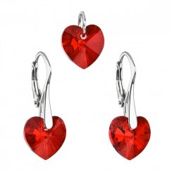 Sada šperkov s kryštálmi Swarovski náušnice a prívesok červené srdce 39003.4 Siam