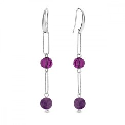 Stříbrné náušnice fialové Trilliant KW4706AM6AMD Amethyst