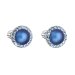 Stříbrné náušnice pecka s krystaly Swarovski a tmavě modrou matnou perlou kulaté 31314.3 Dark Blue