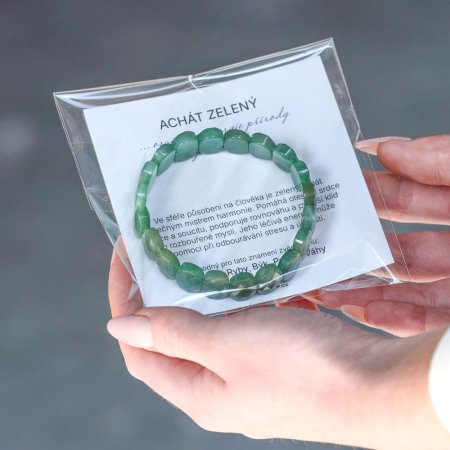 Náramek s minerálními kameny achát zelený 43057.3