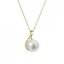 Zlatý 14 karátový náhrdelník slza s bílou říční perlou a brilianty 92PB00029
