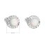 Strieborné náušnice kôstky so syntetickým opálom a krištáľmi Preciosa biele okrúhle 31317.1 White s. Opal