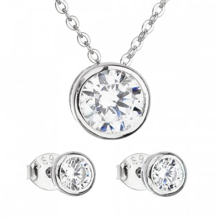 Sada šperkov so zirkónom v bielej farbe náušnice a náhrdelník 19006.1