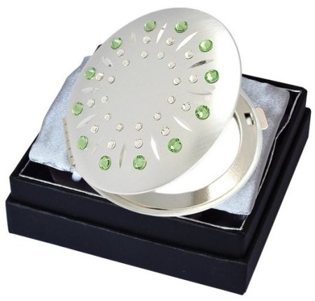 Kozmetické vreckové zrkadlo sa Swarovski Elements sun zelené EL-01.5 Peridot